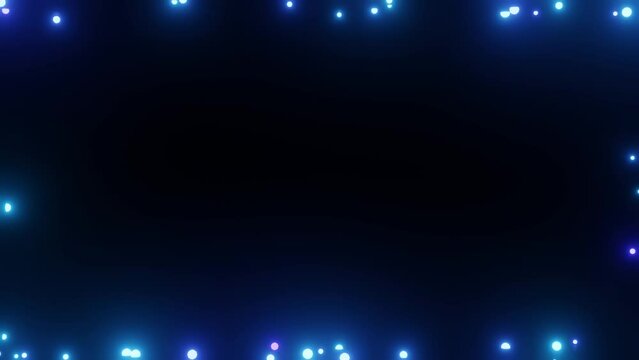 Blue flickering lights on a dark background. Empty space for your design.