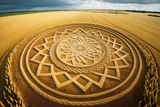 The Mysterious Beauty of Crop Circles. Generative AI.
