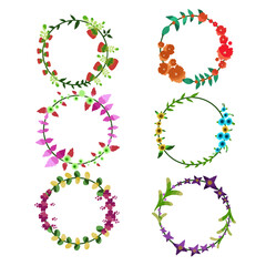 vector floral frame wreaths. set of frame watercolor flowers