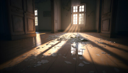 Fototapeta premium An abundant house with broken walls after an earthqueak 