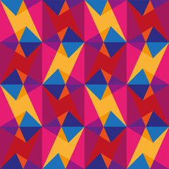 Colorful Kaleidoscopic Seamless Pattern. Vector Geometric Background with Triangles. Abstract Mosaic Design