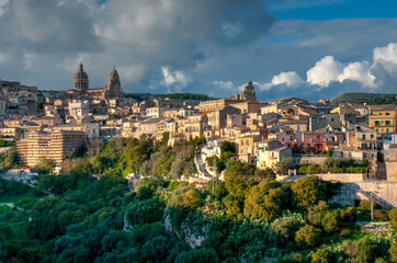 Fototapeta na wymiar View of the city in Ragusa Ibla, Province of Ragusa, Sicily, Italy.