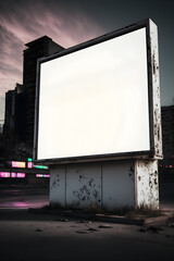 Obraz premium blank billboard mockup for advertisement in post apocalyptic city, Generative AI