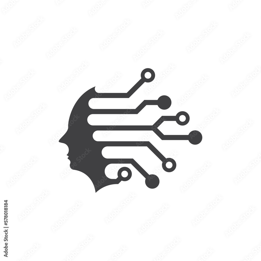 Poster Digital abstract icon human head tech logo