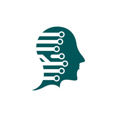Digital abstract icon human head tech logo