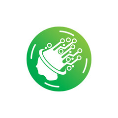 Digital abstract icon human head tech logo