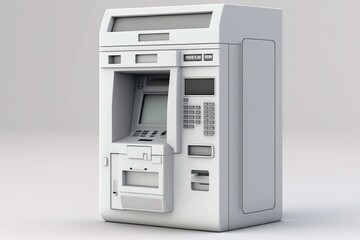 3D render ATM white over white background. Generative AI illustration