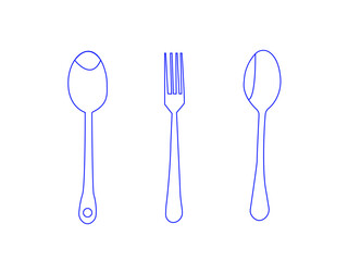spoon for food and eating food silhouette isolated on white background. vector illustration. spoon set