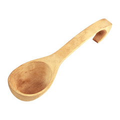 Wooden spoon isolated over transparent background png illustration, single spoon clipart