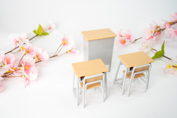 教室と桜のイメージ