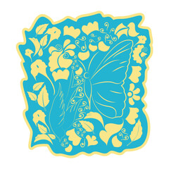 Butterfly, bird, petal with flower illustration template vector.
