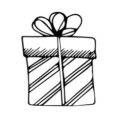 hand-drawn doodle illustration for gift card gift box