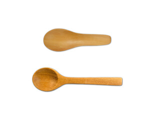 Wooden spoon on white background