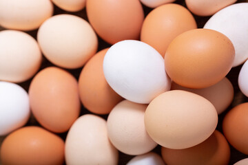 fresh chicken eggs as background