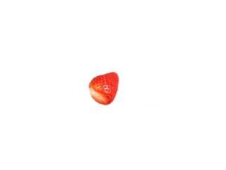 Strawberry Close Up Fresh cut, isolated on transparent PNG background, studio as an example.