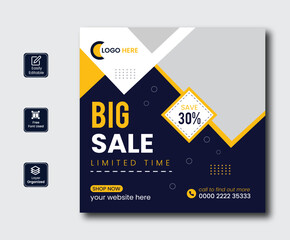 Big sale and Fashion sale instagram post collection with photo banner design , promotional banner design 
