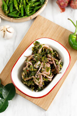 Tumis Cumi Cabe Ijo or Stir Fried Squid with Green Chili Sauce.