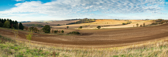 Farmland/A panoramic view of autumn farmland shot in England's smallest county Rutland, UK