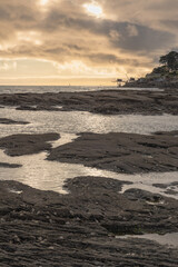 Bord de plage, coucher de soleil, Pornic France