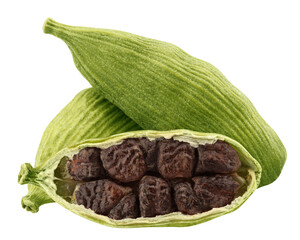 Cardamom isolated on white background, clipping path, full depth of field