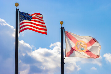 Florida and American flags