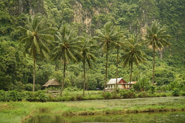 Rammang-rammang tourist attraction with a quiet rural atmosphere and beautiful mountain panoramas