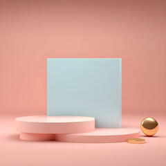 Minimalism abstract background, pedestal for product showcase. 3D render illustration, AI Generated