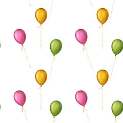 Seamless repeatable pattern illustration of colorful balloons