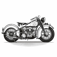 Old Motorcycle Isolated White. Generative AI