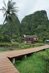 Rammang-rammang tourist attraction with a quiet rural atmosphere and beautiful mountain panoramas