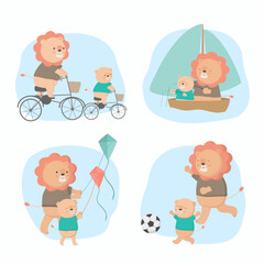 Lion father took his son for activities on Father's Day