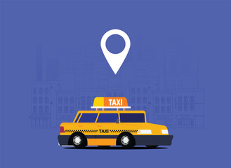Taxi graphic design in flat style