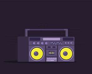 Obraz premium Old style music boombox flat vector music systems