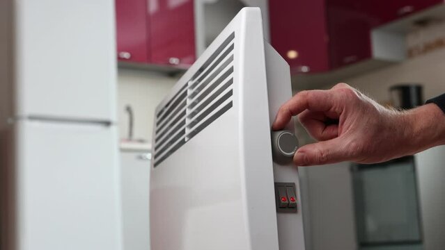 Convector heater has an adjustable thermostat dial which allows you to control temperature of room.