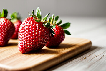 Strawberries on a cutting board
