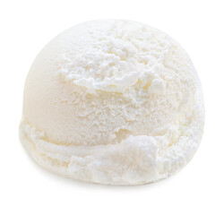 Scoop of vanilla ice cream ball isolated on white background.