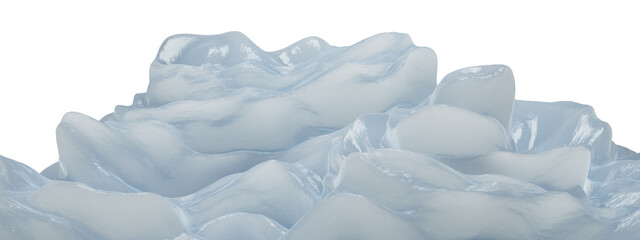 透明な背景に分離された雪と氷の景色。
