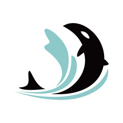 orca silhouette design. predator fish logo vector. aquatic animal illustration.