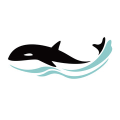 orca silhouette design. predator fish logo vector. aquatic animal illustration.