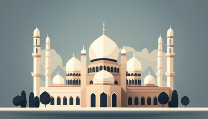 Fototapeta na wymiar Illustrations of mosques for Muslims, mosques for worship, mosques in the month of Ramadan, mosques for prayer, Generative AI