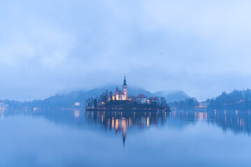 Island bled during a winter evening
