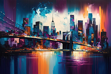 The City that Never Sleeps, Abstract Art of New York City Created Using Generative Ai