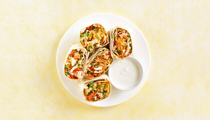 Tortilla wraps with chicken and vegetables