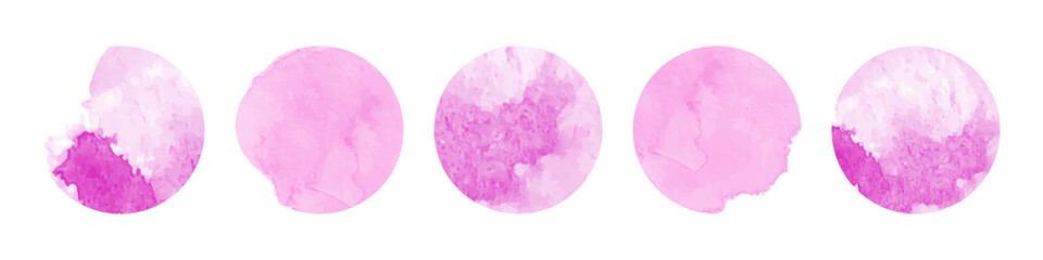 Watercolor circle set, shapes abstract hand draw background