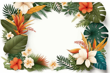 Wildflower tropical flower floral frame ,hulthemia, rosa. Aquarelle wild flower for background, texture, wrapper pattern, frame or border.generative ai