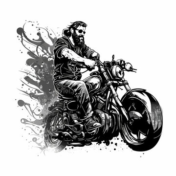 recommend clip art: Big Motorcycle Rider Illustration Isolated white. Generative AI