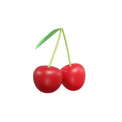 Cherry ceri fruit 3d render illustration, icon,view, render, hd,  premium quality, alpha background, PNG format, sweet, healthy, fresh, nature, plant, tree, trees