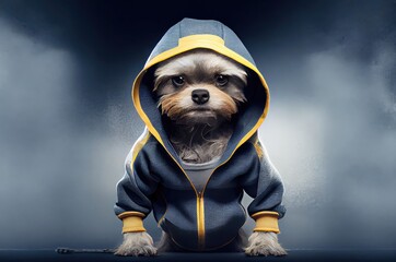 Dog Muscular Athlete Wearing Workout Clothes Generative AI