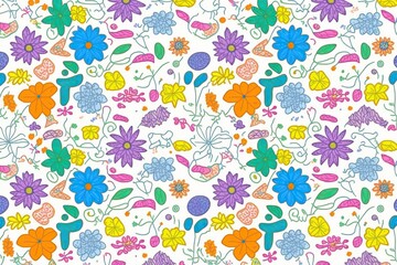 Fototapeta na wymiar Floral vintage background full pattern (Ai generated)