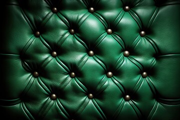 Obraz premium Green leather capitone background texture (Ai generated)